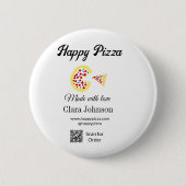 Pizza restaurant cafe pizzeria scan QR code order  缶バッジ (正面)