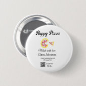 Pizza restaurant cafe pizzeria scan QR code order  缶バッジ (正面&裏面)