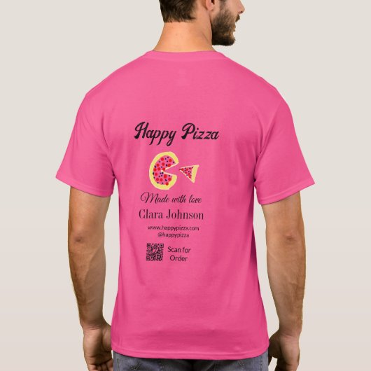 Pizza restaurant cafe pizzeria scan QR code order  Tシャツ (裏面)