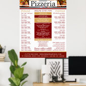 Pizza Restaurant, Pizzeria Menu ポスター (ホームオフィス)