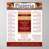 Pizza Restaurant, Pizzeria Menu ポスター (正面)