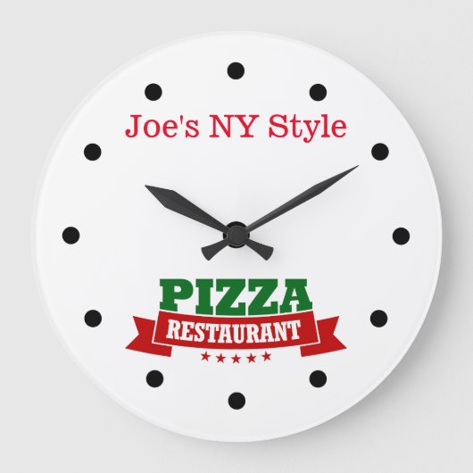 Pizza Restaurant Theme Wall Clock ラージ壁時計 (正面)