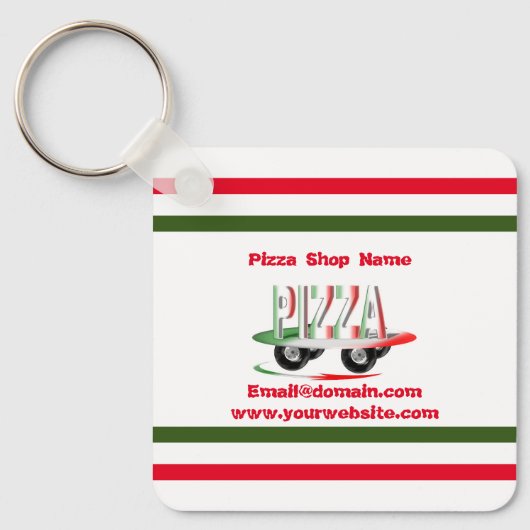 Pizza service,red green ,personalized    キーホルダー (正面)