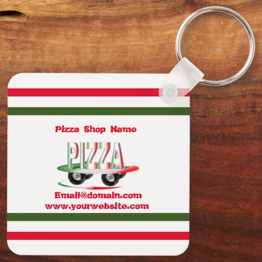 Pizza service,red green ,personalized    キーホルダー (裏面)