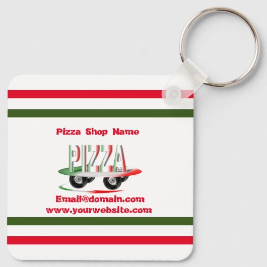 Pizza service,red green ,personalized    キーホルダー (裏面)