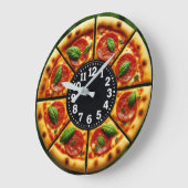 Pizza slice cheesy timepiece pizzeria wall art  ラージ壁時計 (傾斜)