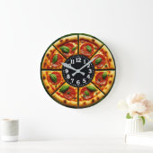 Pizza slice cheesy timepiece pizzeria wall art  ラージ壁時計 (ホーム)