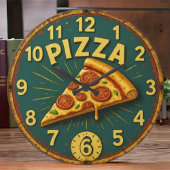 Pizza Slice Kitchen Decor ラージ壁時計