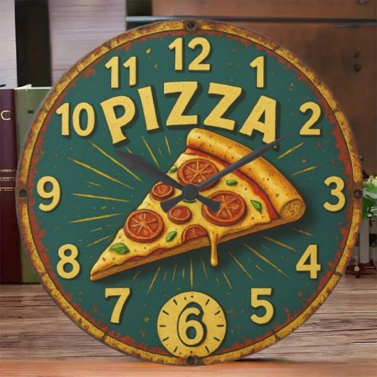 Pizza Slice Kitchen Decor ラージ壁時計