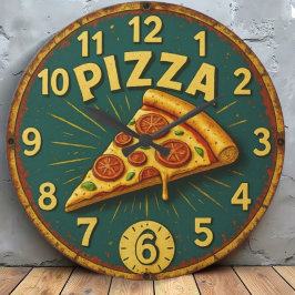  Pizza Slice Kitchen Decor ラージ壁時計