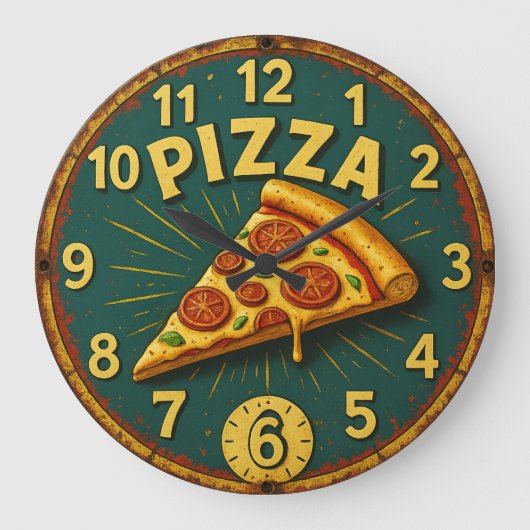 Pizza Slice Kitchen Decor ラージ壁時計 (正面)
