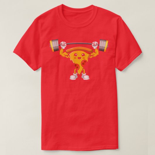Pizza Slice making Deadlift, Bodybuilding Muscle W Tシャツ (デザイン正面)