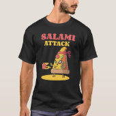Pizza Slice Motif Ninja Salami Attack Pizza Cheese Tシャツ (正面)