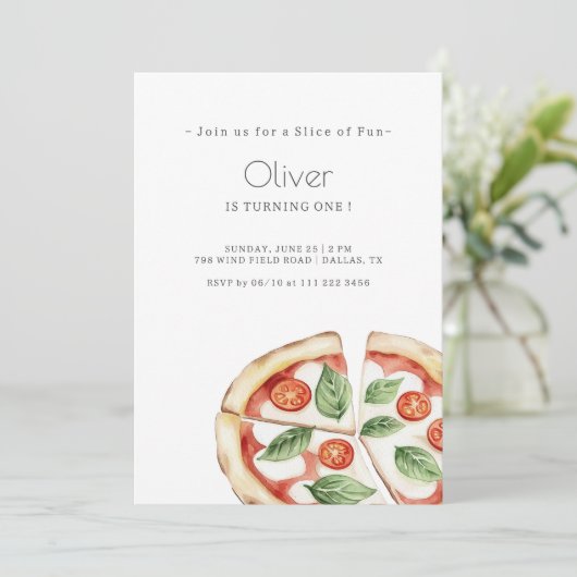 Pizza Slice of Fun Birthday Invitation 招待状 (スタンド正面)
