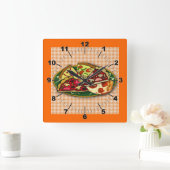Pizza Slices Wall Clock スクエア壁時計 (ホーム)