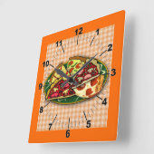 Pizza Slices Wall Clock スクエア壁時計 (傾斜)