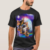 Pizza Sloth Pug Hamster In Space Galaxy Funny Tシャツ (正面)