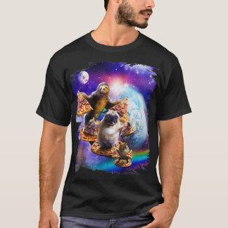Pizza Sloth Pug Hamster In Space Galaxy Funny Tシャツ