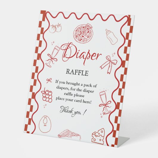 Pizza Special Deliv Diaper raffle baby shower sign 台座サイン (正面)