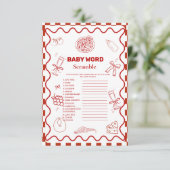 Pizza Special  word scramble baby shower game card 招待状 (スタンド正面)