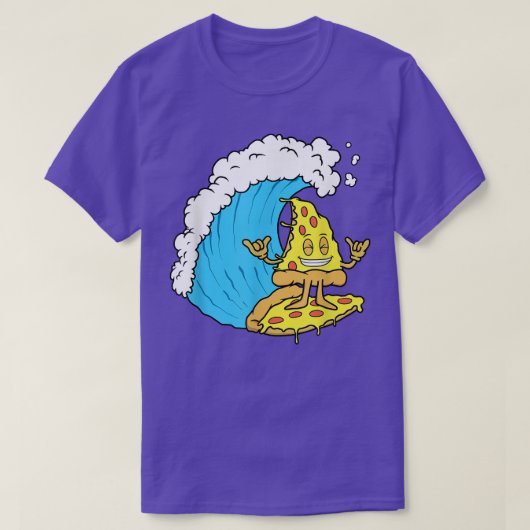 Pizza Surfing Cheese Slice Surfer Wave Riding Funn Tシャツ (デザイン正面)