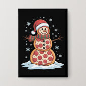 Pizza Tree Snowman Santa Hat Christmas Party Funny 缶バッジ (正面)
