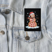 Pizza Tree Snowman Santa Hat Christmas Party Funny 缶バッジ (インサイチュ)