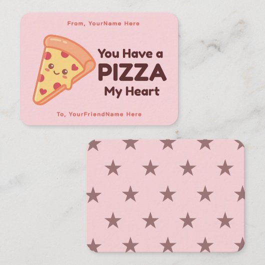 Pizza Valentine Classroom Note Card  ノートカード (正面/裏面)