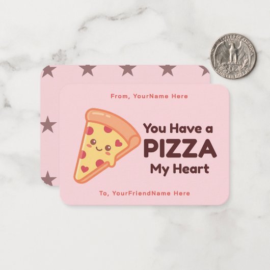 Pizza Valentine Classroom Note Card  ノートカード (正面/裏面インサイチュ)