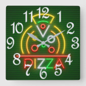 Pizza Wall Clock スクエア壁時計 (正面)