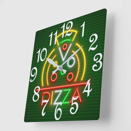 Pizza Wall Clock スクエア壁時計 (傾斜)