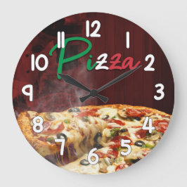 Pizza Wall Clock – Hot Fresh Pizza Kitchen Home De ラージ壁時計