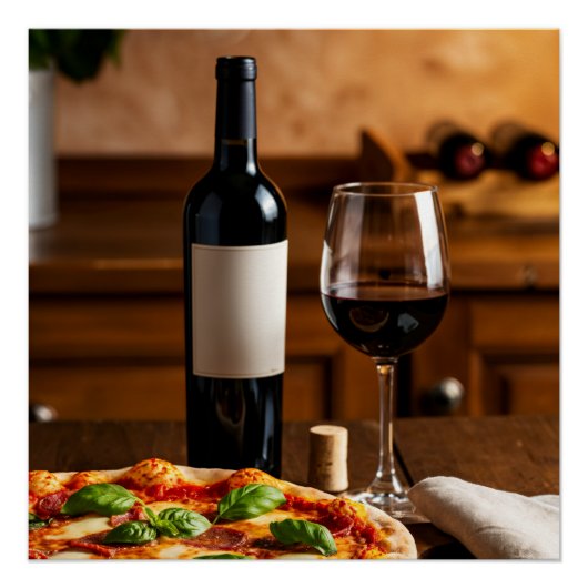 Pizza & Wine Art ポスター (正面)