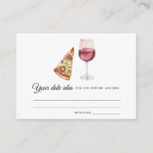 Pizza & Wine Bridal shower Date night ideas エンクロージャーカード (正面)