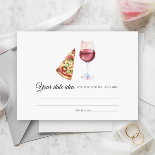 Pizza & Wine Bridal shower Date night ideas エンクロージャーカード
