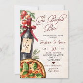 Pizza Wine Perfect Pair Bridal Shower 招待状 (正面)