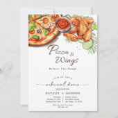 Pizza & Wings Before The Rings Rehearsal Dinner 招待状 (正面)