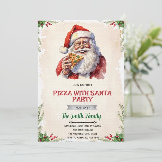Pizza with Santa party invitation 招待状 (スタンド正面)