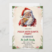 Pizza with Santa party invitation 招待状 (正面/裏面)