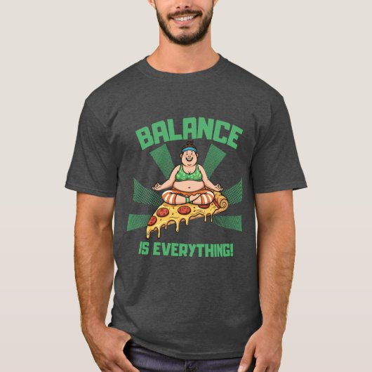 Pizza Yoga Balance Is Everything Funny boy Tシャツ (正面)