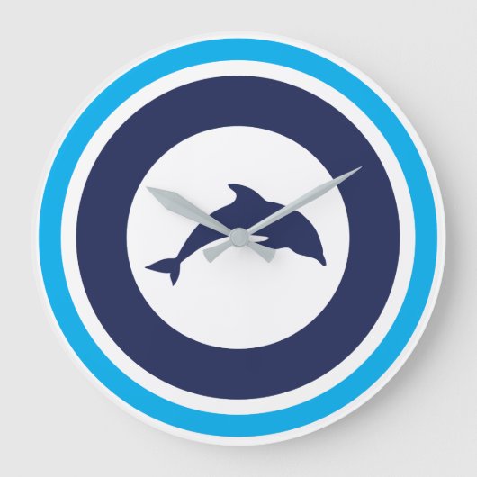 PJK 10.75" Round Acrylic Wall Clock / dolphin ラージ壁時計 (正面)