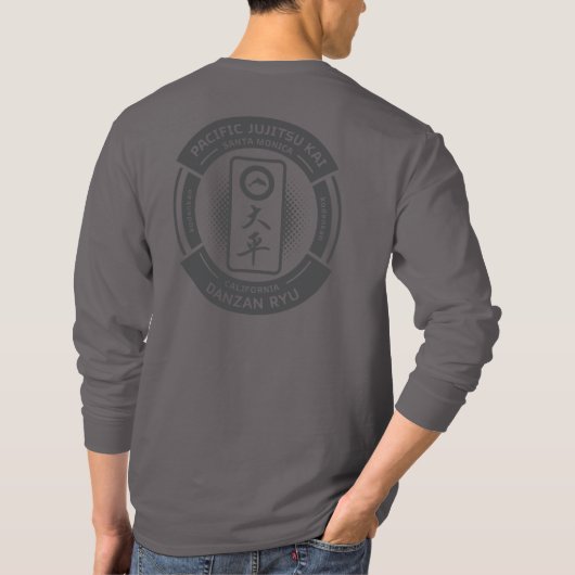PJK Men's Grey Long Sleeve Shirt / kanji & logo Tシャツ (裏面)