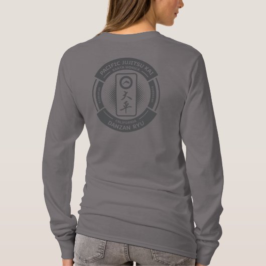 PJK Women's Grey Long Sleeve Shirt / kanji & logo Tシャツ (裏面)