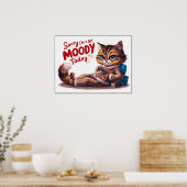 PJsポスターのかわいい漫画ムーディキャット ポスター (キッチン)