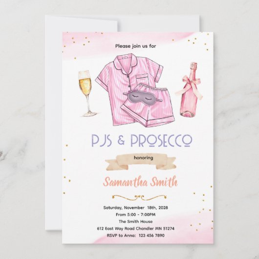 PJ's and Prosecco party invitation 招待状 (正面)