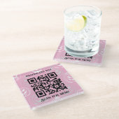 pk LPink BGでメニューQRcodeパーソナライズされたをスキャン ガラスコースター (アングル)