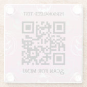 pk LPink BGでメニューQRcodeパーソナライズされたをスキャン ガラスコースター (裏面)