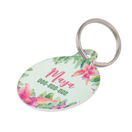 Placa para mascota floral ペット　ネームタグ