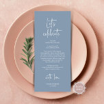Place モダン Setting Dinnerパーティーサンキューカード プログラム<br><div class="desc">あなたの結婚式のレセプションに完璧な仕上げtouchを導入 – 私たちのエレガントな結婚式ありがとうあなたが配置カード、カードタイトル祝"Let's"!お客さま表現の特別な日に心から感謝するように設計されたカードは、ディナーテーブルに個人touchを追加する理想的な方法である。これらの場所設定カードは使用する簡単である – 単に各ディナーカードの上に1を配置し、美しく思慮深いプレゼンテーションを作成する。彼らはあなたのゲストを高感じく評価しるだけでなく、彼らはまた、あなたの披露宴に洗練されたtouchを追加する。あなたは親密な集まりを計画するか壮大なお祝いを計画するか結婚ら、私たちの感謝の場所の設定カードほこりっぽい青いテーマに表現は、お客様を大切に思わせること感じに最適な方法です。今日は注文し、夕食の後に幸せに特別なtouchを追加！設計はTeeshaDerrick。</div>