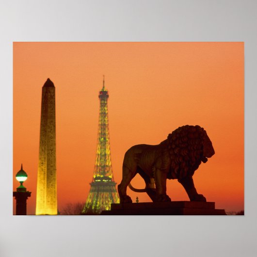 Place de la Concorde; Eiffel Tower; Obelisk; ポスター (正面)